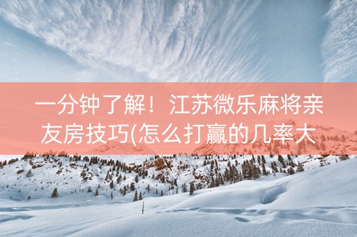 一分钟了解！江苏微乐麻将亲友房技巧(怎么打赢的几率大)