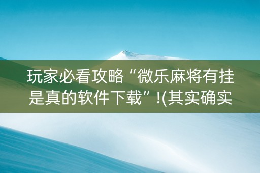 玩家必看攻略“微乐麻将有挂是真的软件下载”!(其实确实有挂)-知乎