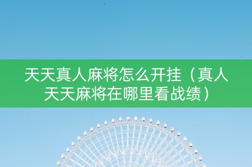 天天真人麻将怎么开挂（真人天天麻将在哪里看战绩）