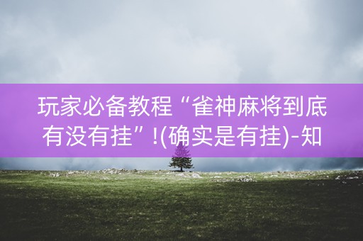 玩家必备教程“雀神麻将到底有没有挂”!(确实是有挂)-知乎