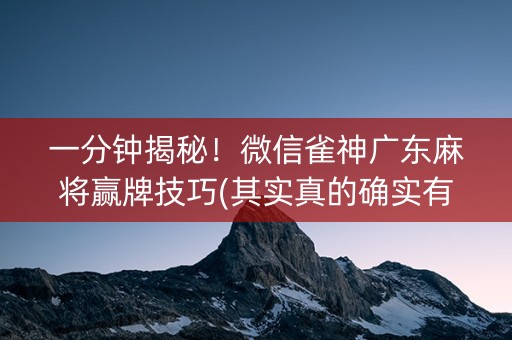 一分钟揭秘！微信雀神广东麻将赢牌技巧(其实真的确实有挂)