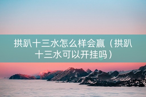 拱趴十三水怎么样会赢（拱趴十三水可以开挂吗）