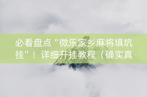 必看盘点“微乐家乡麻将填坑挂”！详细开挂教程（确实真的有挂)-知乎