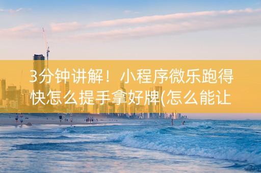 3分钟讲解！小程序微乐跑得快怎么提手拿好牌(怎么能让胜率高)
