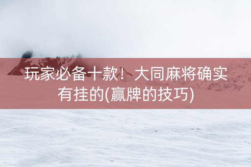玩家必备十款！大同麻将确实有挂的(赢牌的技巧)
