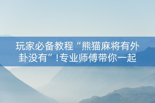 玩家必备教程“熊猫麻将有外卦没有”!专业师傅带你一起了解（详细教程）-知乎