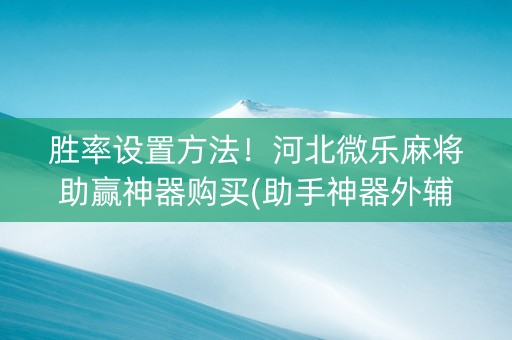 胜率设置方法！河北微乐麻将助赢神器购买(助手神器外辅工具)