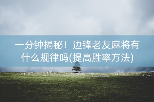 一分钟揭秘！边锋老友麻将有什么规律吗(提高胜率方法)