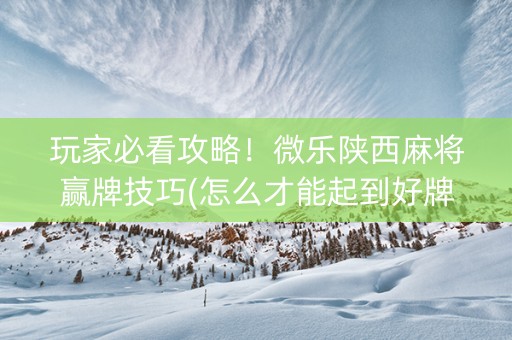 玩家必看攻略！微乐陕西麻将赢牌技巧(怎么才能起到好牌)