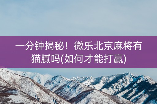 一分钟揭秘！微乐北京麻将有猫腻吗(如何才能打赢)