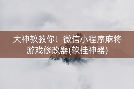 大神教教你！微信小程序麻将游戏修改器(软挂神器)