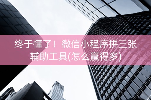 终于懂了！微信小程序拼三张辅助工具(怎么赢得多)