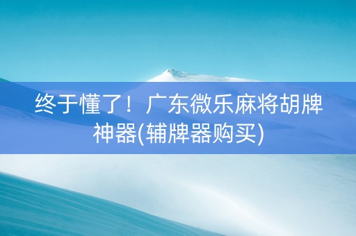 终于懂了！广东微乐麻将胡牌神器(辅牌器购买)