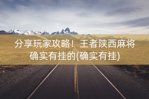 分享玩家攻略！王者陕西麻将确实有挂的(确实有挂)