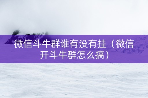 微信斗牛群谁有没有挂（微信开斗牛群怎么搞）