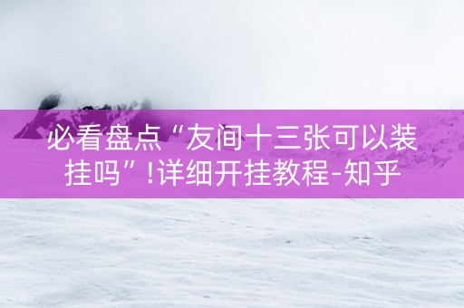 必看盘点“友间十三张可以装挂吗”!详细开挂教程-知乎