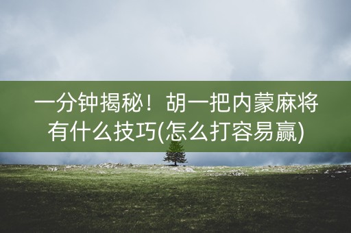 一分钟揭秘！胡一把内蒙麻将有什么技巧(怎么打容易赢)