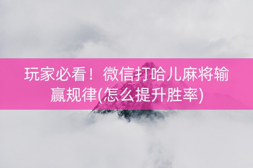 玩家必看！微信打哈儿麻将输赢规律(怎么提升胜率)