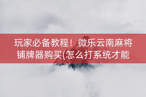 玩家必备教程！微乐云南麻将铺牌器购买(怎么打系统才能给好牌)