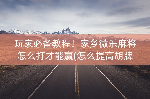 玩家必备教程！家乡微乐麻将怎么打才能赢(怎么提高胡牌率)