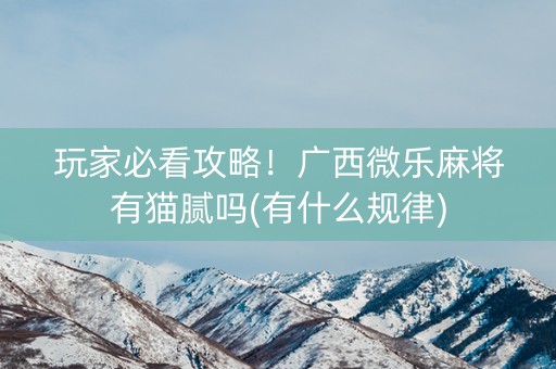 玩家必看攻略！广西微乐麻将有猫腻吗(有什么规律)