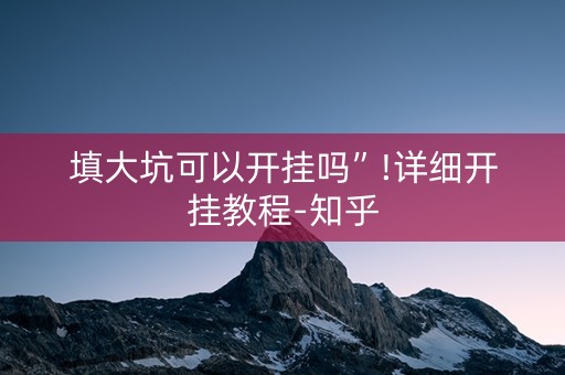 填大坑可以开挂吗”!详细开挂教程-知乎