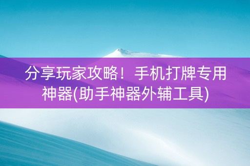 分享玩家攻略！手机打牌专用神器(助手神器外辅工具)