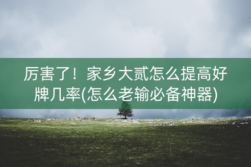 厉害了！家乡大贰怎么提高好牌几率(怎么老输必备神器)