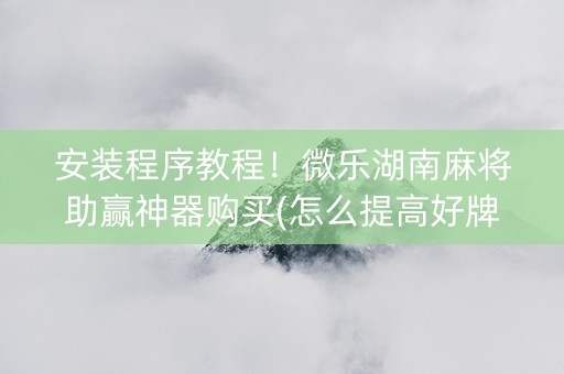 安装程序教程！微乐湖南麻将助赢神器购买(怎么提高好牌率)