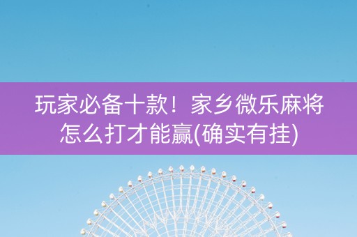 玩家必备十款！家乡微乐麻将怎么打才能赢(确实有挂)