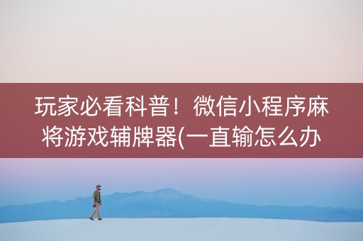 玩家必看科普！微信小程序麻将游戏辅牌器(一直输怎么办)
