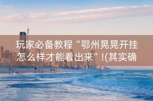 玩家必备教程“鄂州晃晃开挂怎么样才能看出来”!(其实确实有挂)-知乎