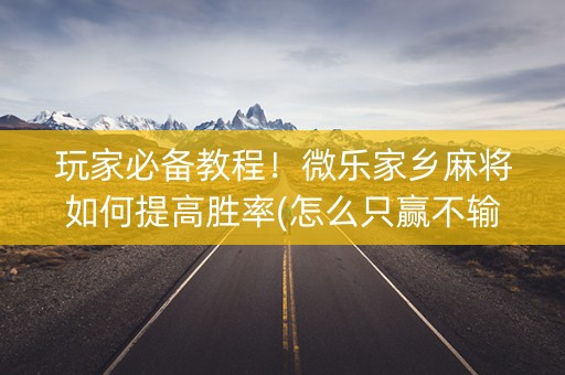 玩家必备教程！微乐家乡麻将如何提高胜率(怎么只赢不输)