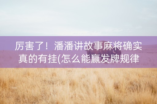 厉害了！潘潘讲故事麻将确实真的有挂(怎么能赢发牌规律)