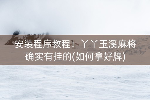安装程序教程！丫丫玉溪麻将确实有挂的(如何拿好牌)