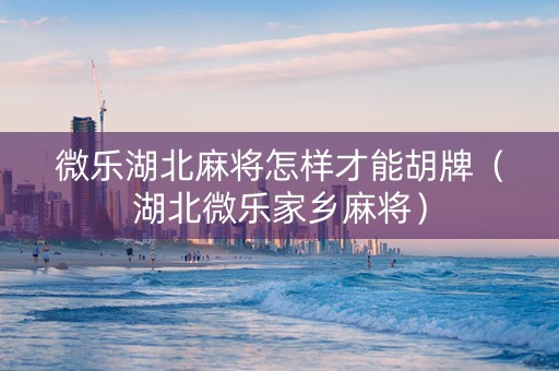 微乐湖北麻将怎样才能胡牌（湖北微乐家乡麻将）