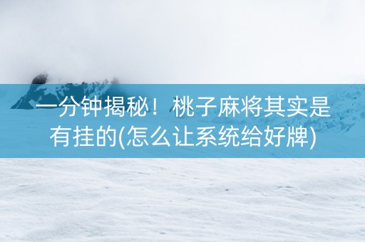 一分钟揭秘！桃子麻将其实是有挂的(怎么让系统给好牌)