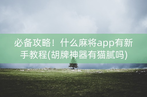 必备攻略！什么麻将app有新手教程(胡牌神器有猫腻吗)