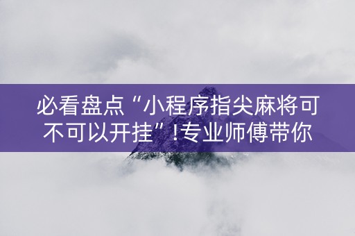 必看盘点“小程序指尖麻将可不可以开挂”!专业师傅带你一起了解（详细教程）-知乎