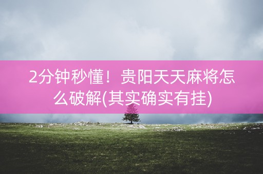 2分钟秒懂！贵阳天天麻将怎么破解(其实确实有挂)