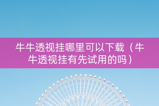 牛牛透视挂哪里可以下载（牛牛透视挂有先试用的吗）