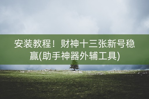 安装教程！财神十三张新号稳赢(助手神器外辅工具)