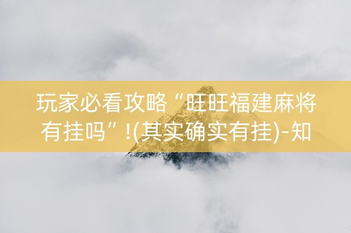 玩家必看攻略“旺旺福建麻将有挂吗”!(其实确实有挂)-知乎