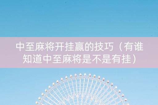 中至麻将开挂赢的技巧（有谁知道中至麻将是不是有挂）