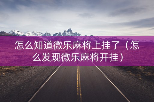 怎么知道微乐麻将上挂了（怎么发现微乐麻将开挂）