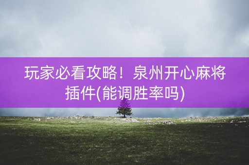玩家必看攻略！泉州开心麻将插件(能调胜率吗)