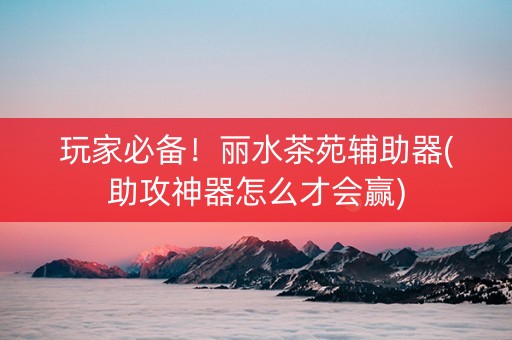玩家必备！丽水茶苑辅助器(助攻神器怎么才会赢)