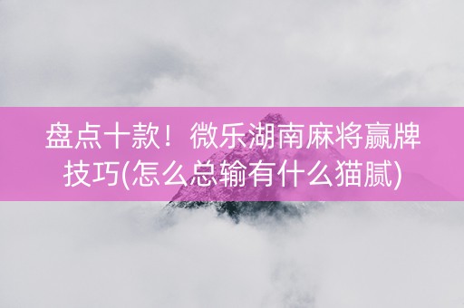 盘点十款！微乐湖南麻将赢牌技巧(怎么总输有什么猫腻)