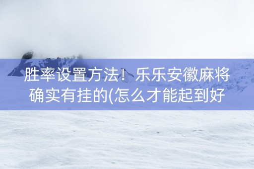 胜率设置方法！乐乐安徽麻将确实有挂的(怎么才能起到好牌)