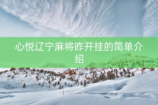 心悦辽宁麻将昨开挂的简单介绍